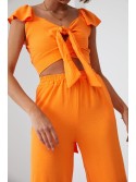 Orangefarbenes Crop-Top-Set mit weiter Hose 8108 – Online-Shop – Boutique